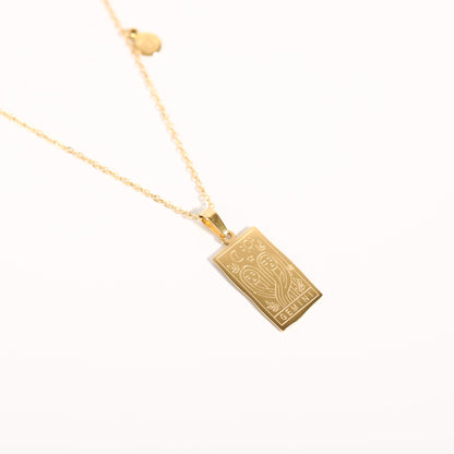 18K Gold Zodiac Plate Pendant Necklace