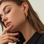 18K Gold Croissant Statement Stud Earrings