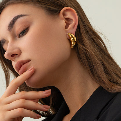 18K Gold Croissant Statement Stud Earrings