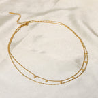 18K Gold Dainty Fringe Chain Layered Necklace