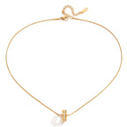 18K Gold Luminous Dainty Pendant Beaded Chain Necklace