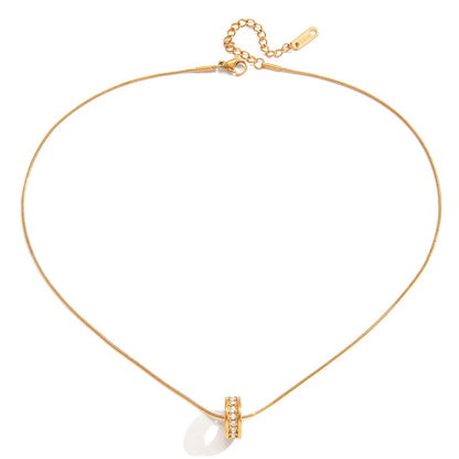 18K Gold Luminous Dainty Pendant Beaded Chain Necklace
