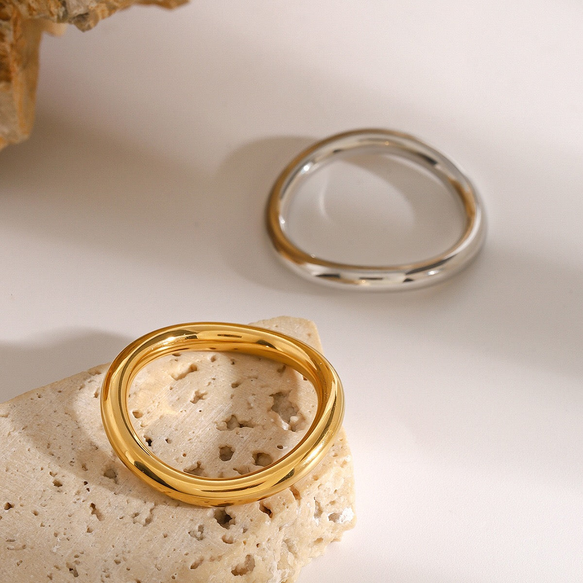 18K Gold and Silver Clean Lines Chic Stacking Rings