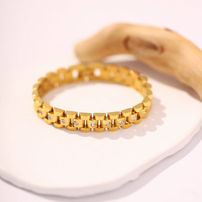 18K Gold Main Character Bling Watch Band Chain Bracelet