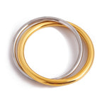 18K Gold and Silver Two Tone Intertwine Multiple Linked Trinity Ring Stack