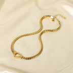 14K Gold Cuban Link Heart Necklace