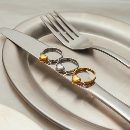 18K Gold and Silver Two Tone Rotating Heart Stacking Ring