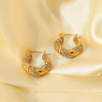 18K Gold Bling Twisted Small Hoop Huggie Earrings
