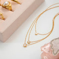 18K Gold Soft Spark Dainty Chain Layered Necklace Set