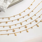 18K Gold Tempting Shimmer Heart Star Dainty Chain Necklace