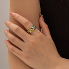 18K Gold Evil Eye Protection Band Ring