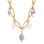 18K Gold Baroque Pearl Paperclip Chain Statement Charm Necklace
