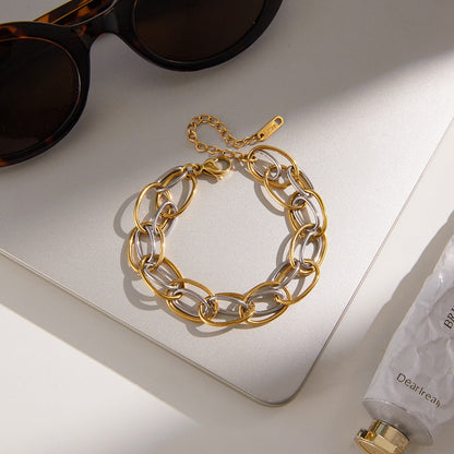 18K Gold and Silver Two Tone Power Pairing Watch Band Bracelet Stack