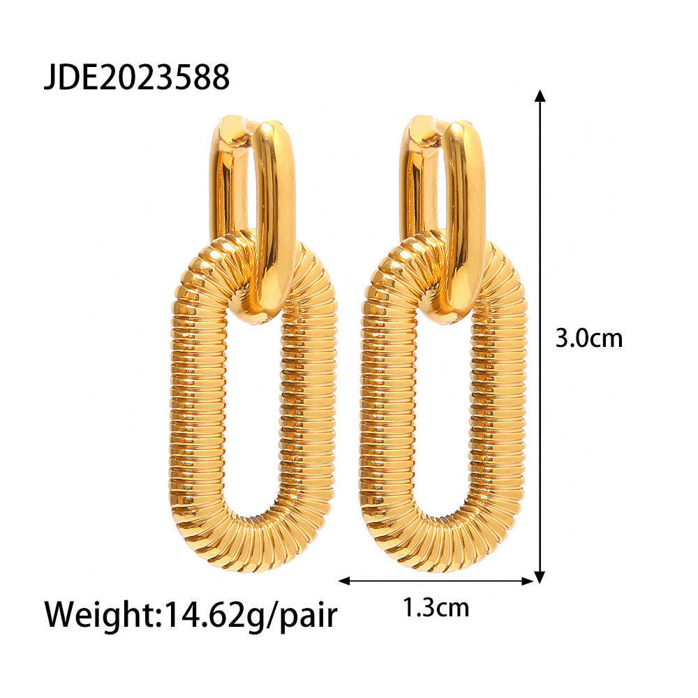 18K Gold Double Hoop Dangle Huggie Earrings