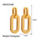 18K Gold Double Hoop Dangle Huggie Earrings