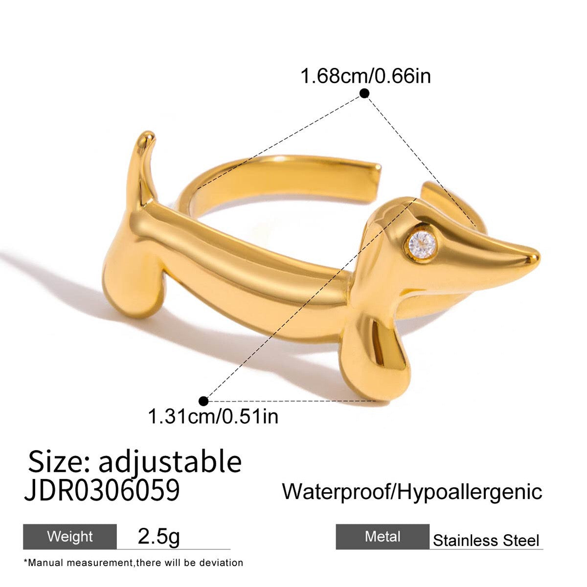 18K Gold Pet Lovers Cat and Dog Stacking Ring
