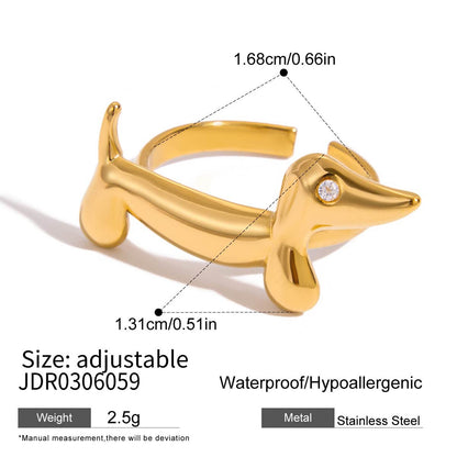 18K Gold Pet Lovers Cat and Dog Stacking Ring