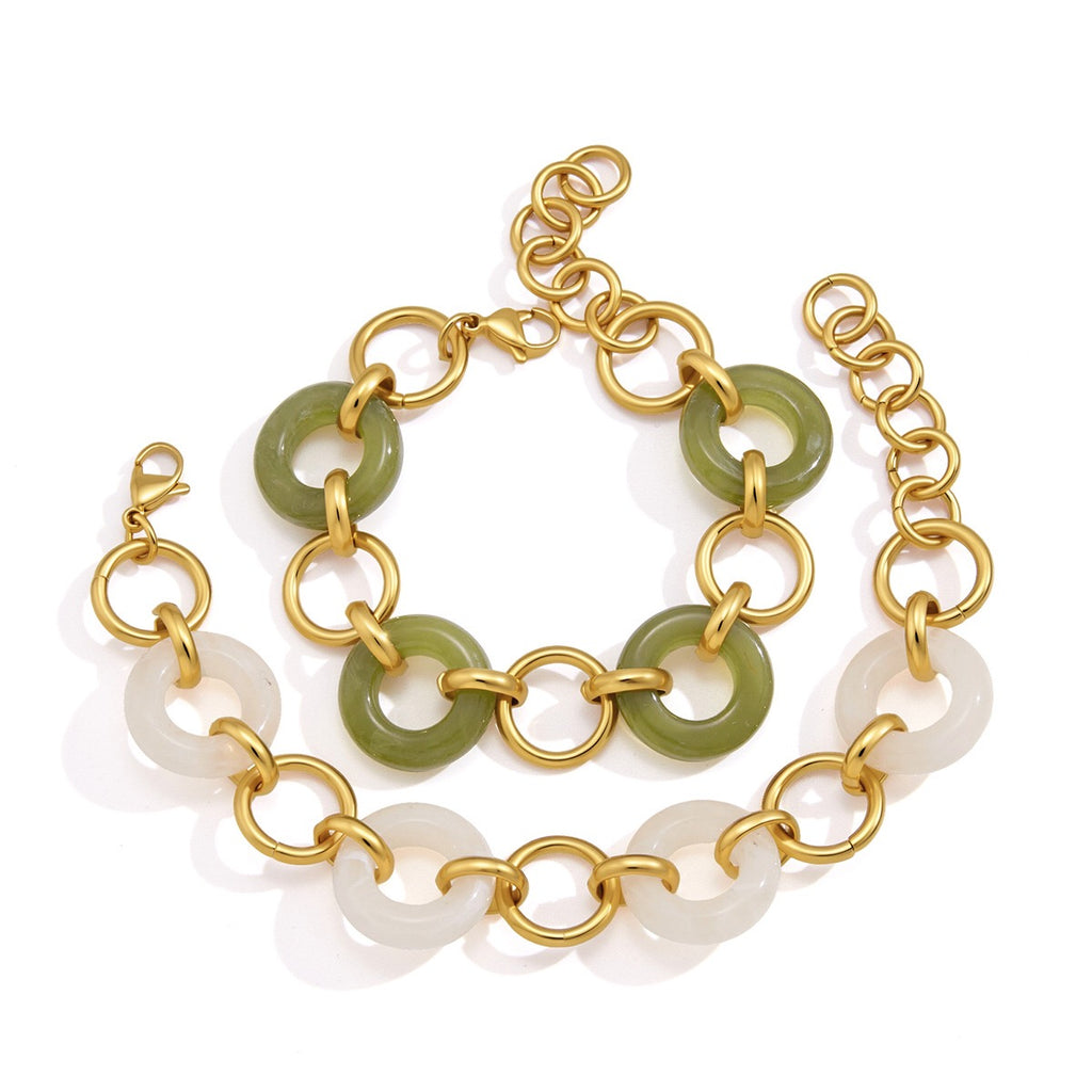 18K Gold Aura Loop Circle Chain Statement Bracelet