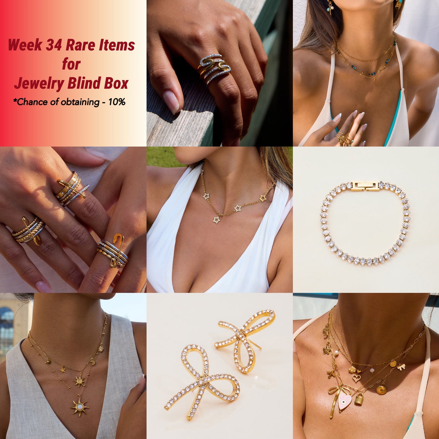 18K Gold Waterproof Tarnish Free Trendy Jewelry Blind Box