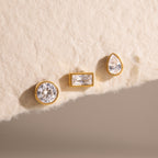 18K Gold Everyday Icons Flat Back Stud Nap Earrings Set