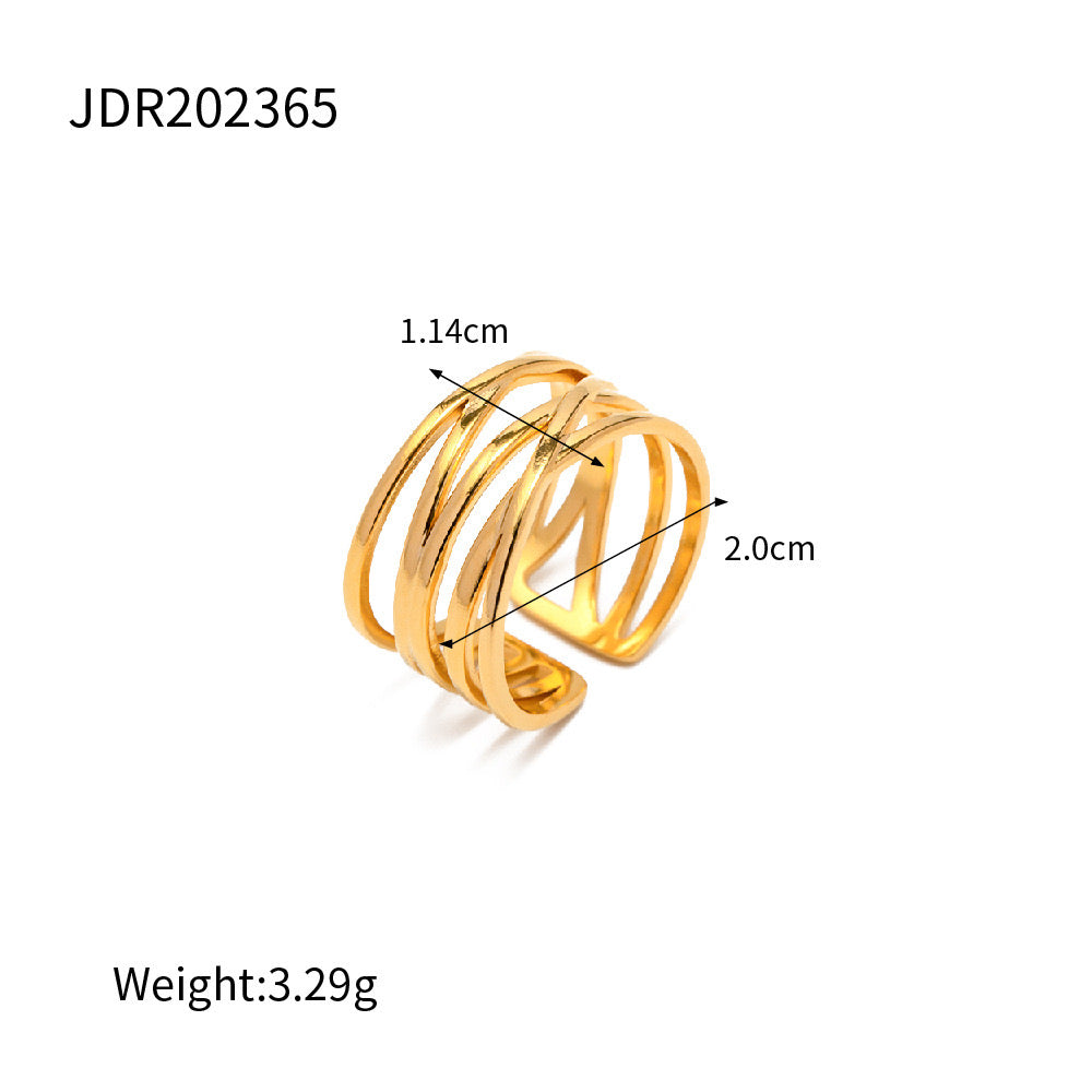 18K Gold Crossover Band Cuff Ring