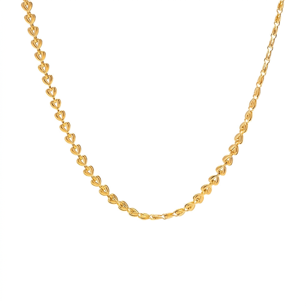 18K Gold Heart Chain Dainty Necklace & Bracelet Set