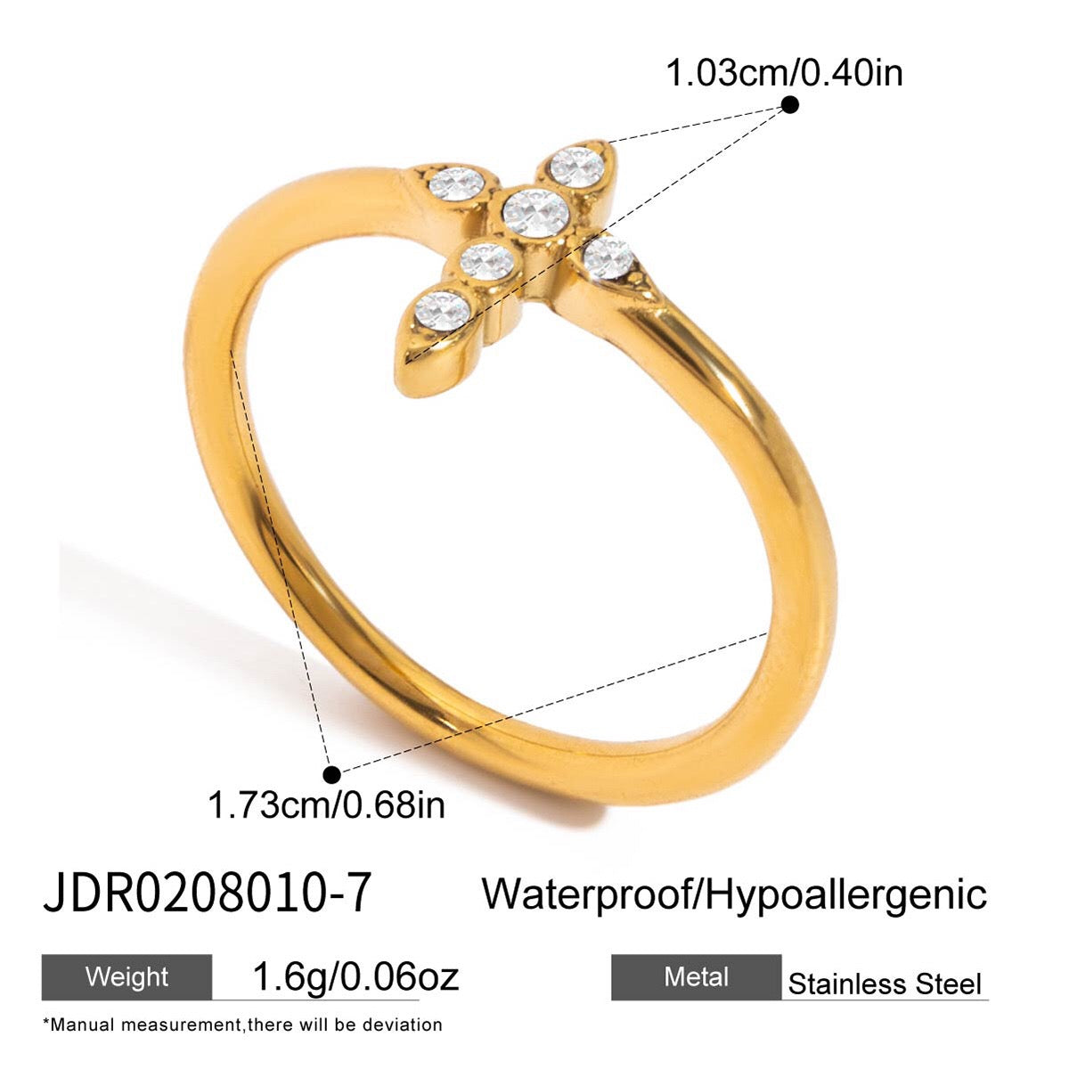 18K Gold Grace Cross Pave Stacking Rings