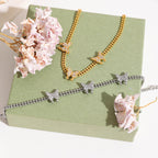 18K Gold Flutter Pave Butterfly Chain Bracelet