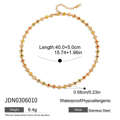 18K Gold Confetti Petal Link Flower Chain Necklace Jewelry Set