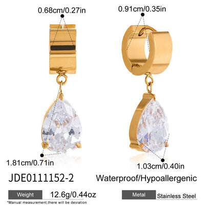 18K Gold Diamond Drip Small Hoop Dangle Huggie Earrings