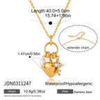 18K Gold Sinfully Yours Heart Cross Pearl Charm Necklace