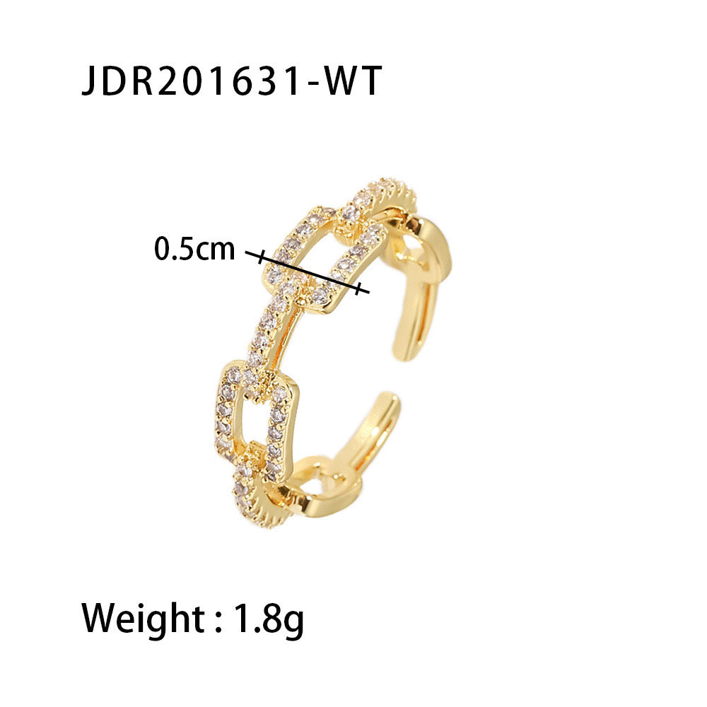 18K Gold Bling Link Ring