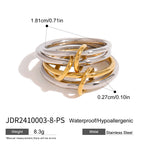 18K Gold and Silver Two Tone Connected Multi Layers Spinelli Trinity Stacking Rings