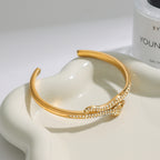 18K Gold Serpent Seduction Statement Bangle Bracelet Stack