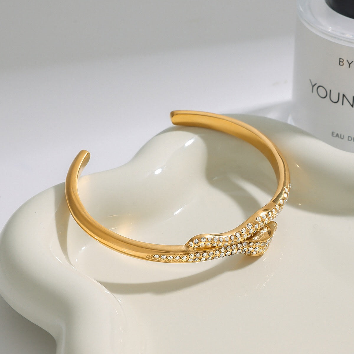 18K Gold Serpent Seduction Statement Bangle Bracelet Stack