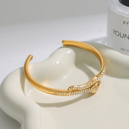 18K Gold Serpent Seduction Statement Bangle Bracelet Stack