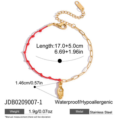 18K Gold Grace Knot Red String Lucky Charm Dainty Bracelet