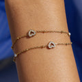 18K Gold Moonkiss Double Chain Heart Dainty Bracelet Stacks