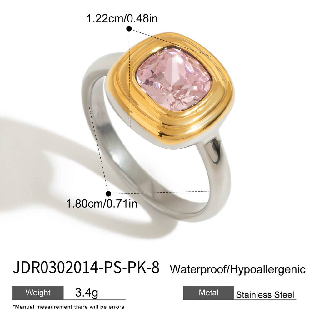 18K Gold Pink Princess Statement Stacking Rings