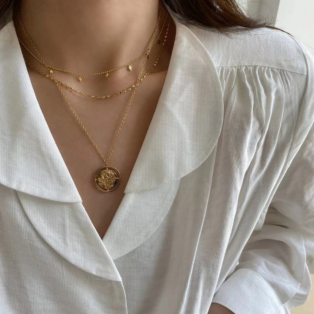 18K Gold Dainty Fringe Chain Layered Necklace