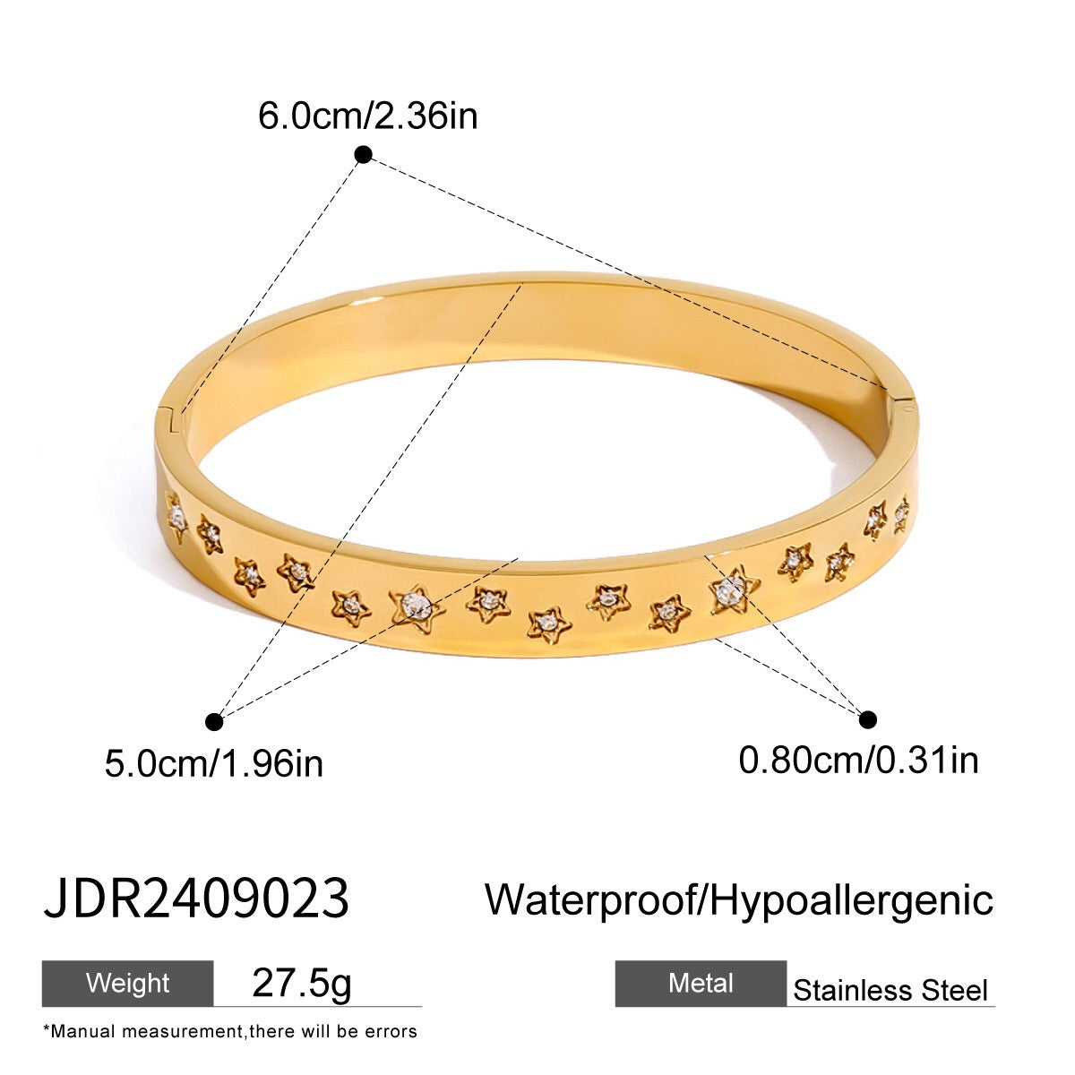 18K Gold Golden Hour Star Bangle Bracelet Stack