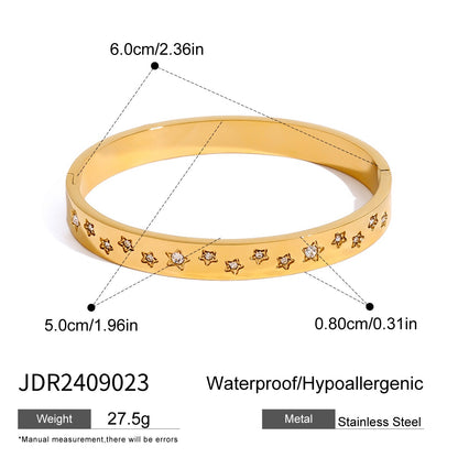 18K Gold Golden Hour Star Bangle Bracelet Stack