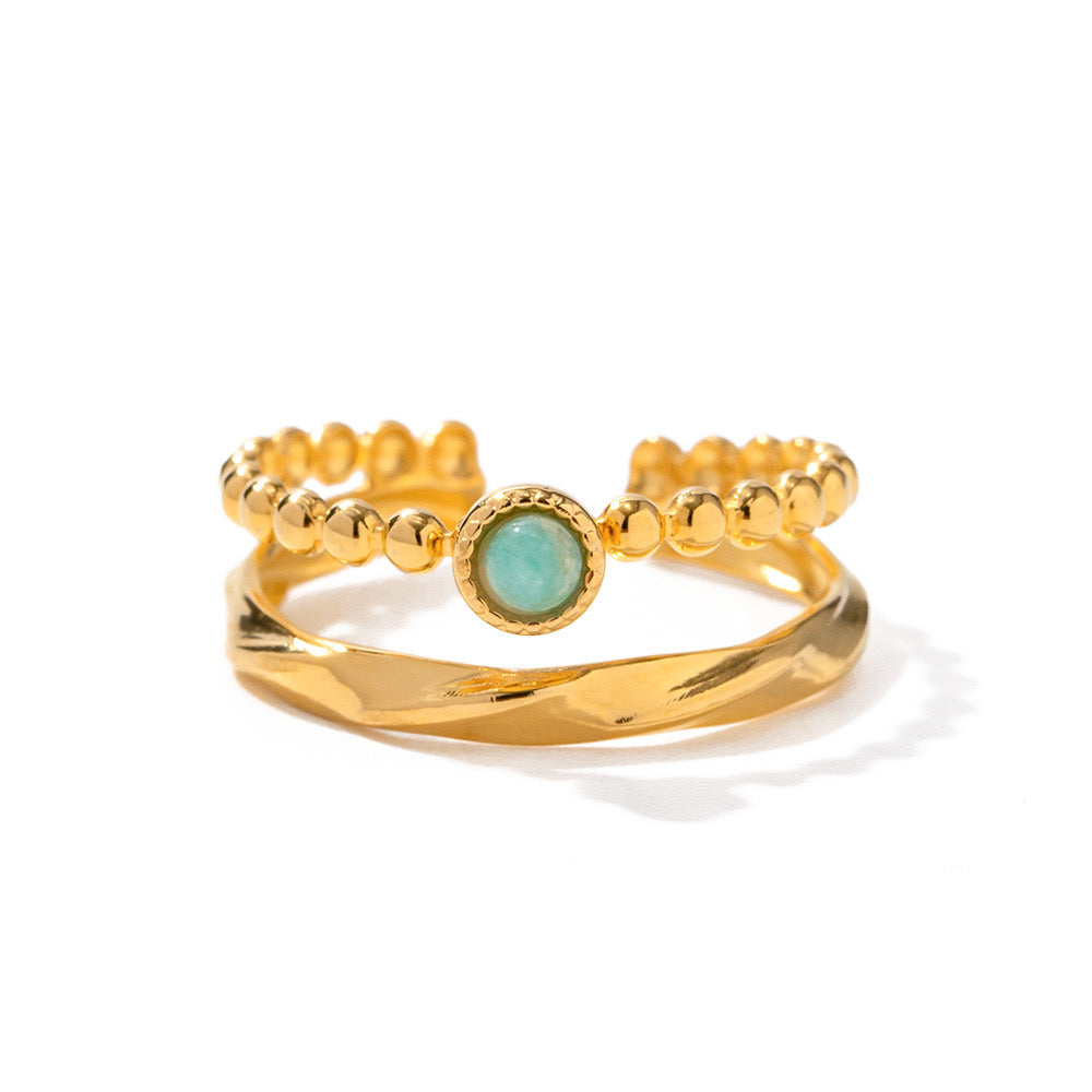 18K Gold Royal Gem Double Band Ring