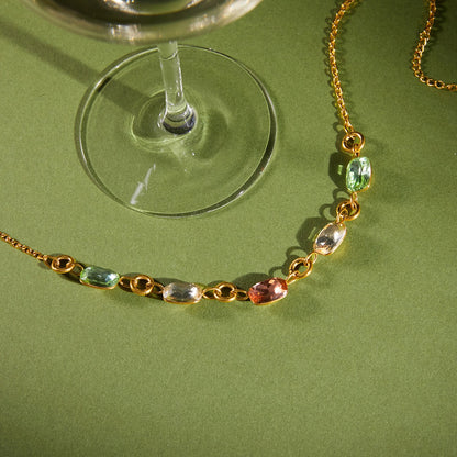 18K Gold Summer Spritz Color Gem Statement Chain Necklace