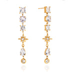 18K Gold Cosmic Cascade Star Statement Drop Earrings