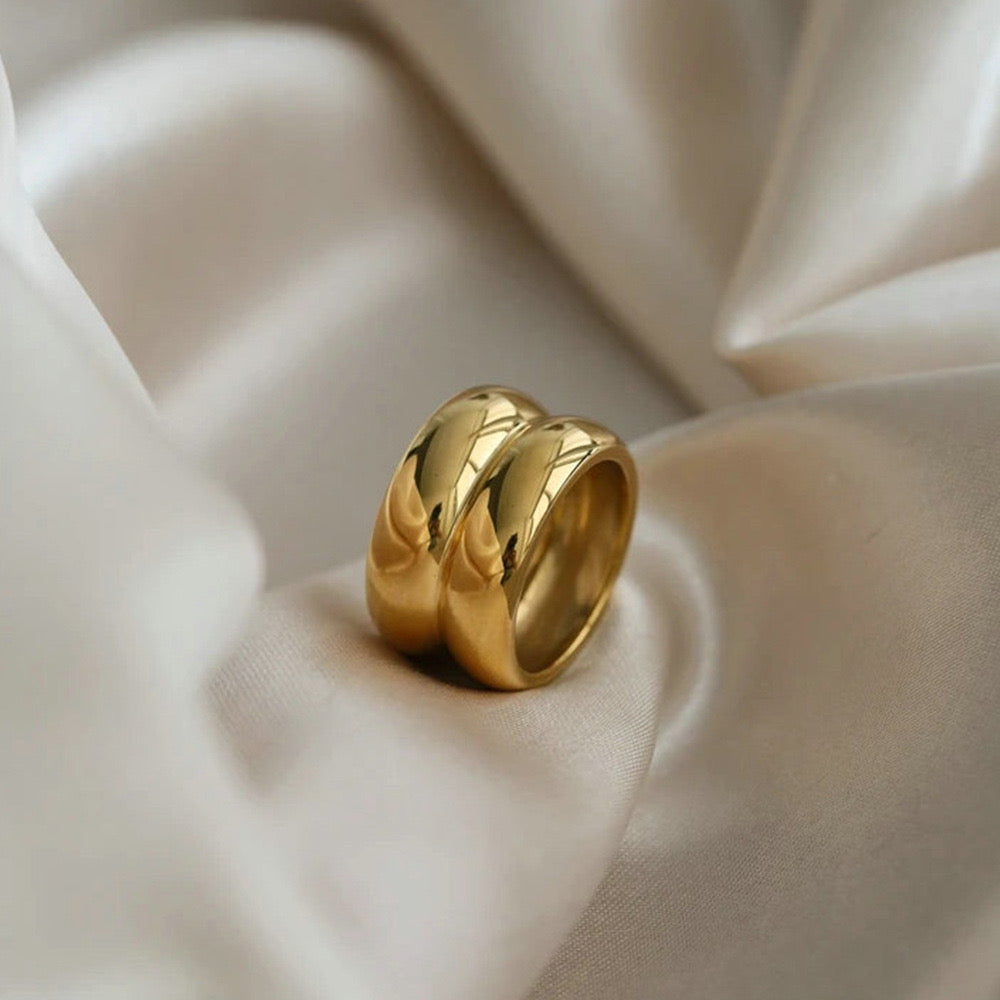 18K Gold Double Bubble Statement Band Ring