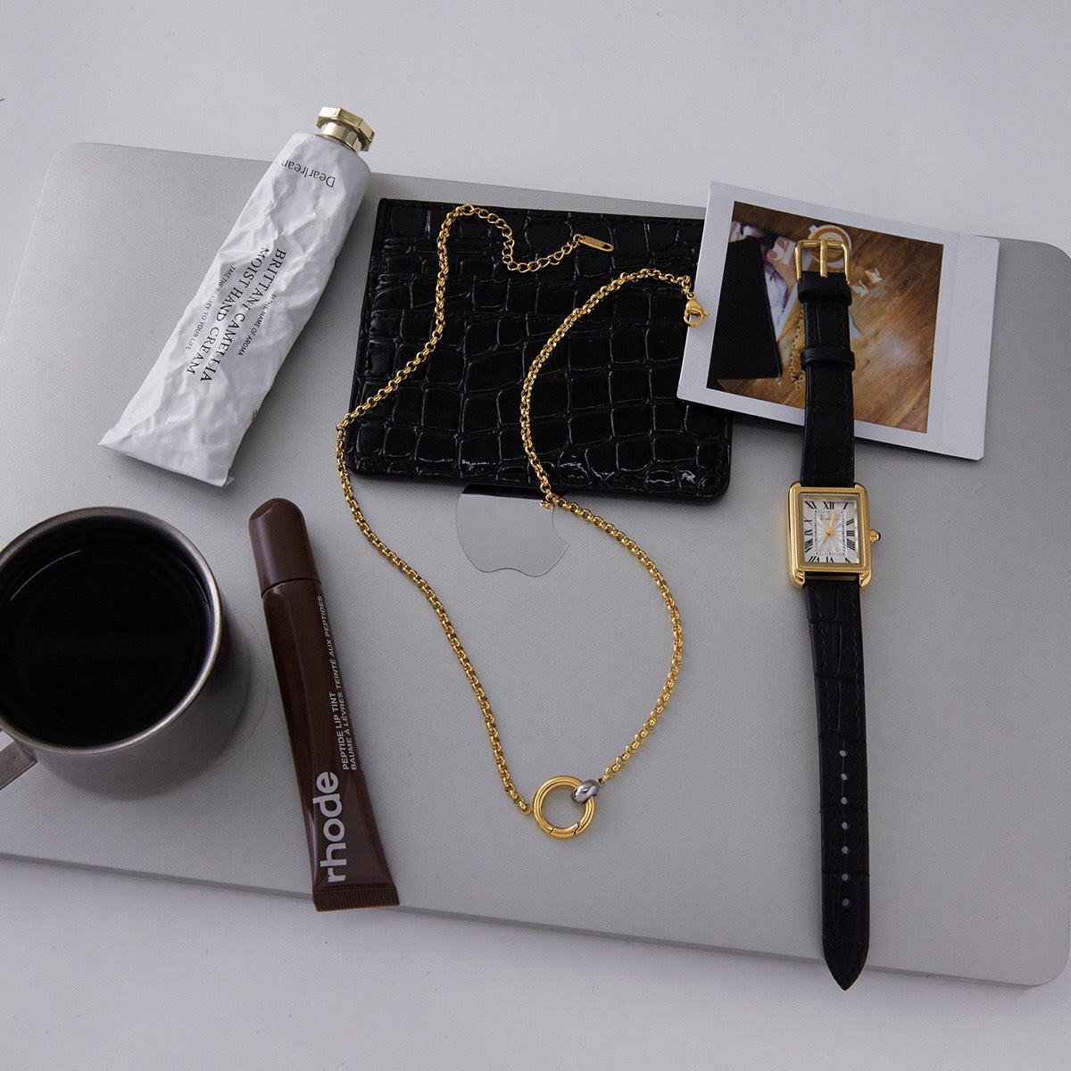 18K Gold and Silver Two Tone Linked Heart Charm Necklace