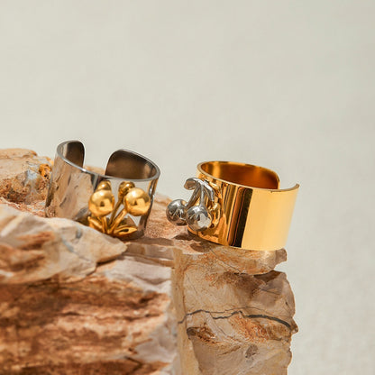 18K Gold and Silver Two Tone Sweet Glow Cherry Heart Band Ring