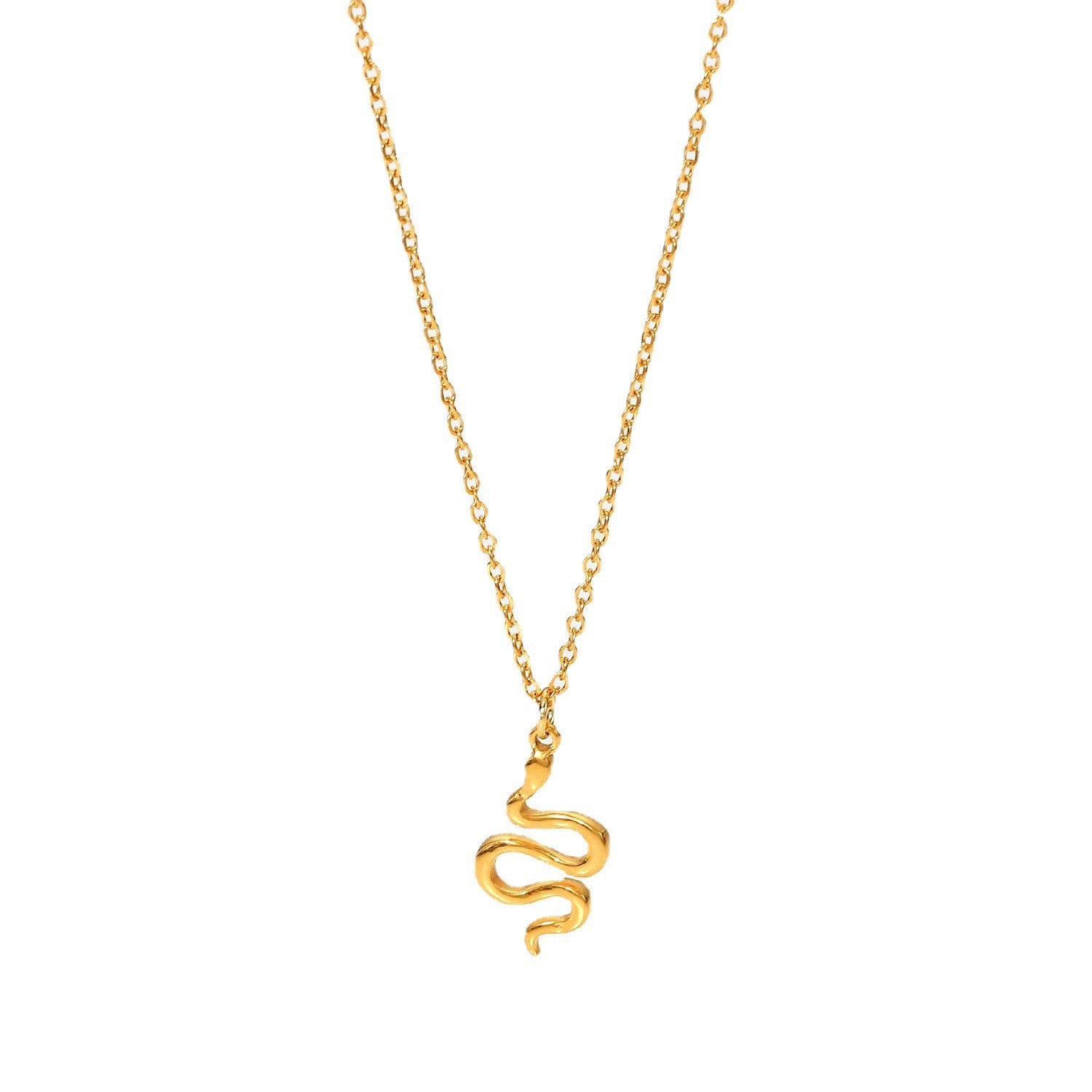 18K Gold Dainty Snake Pendant Necklace