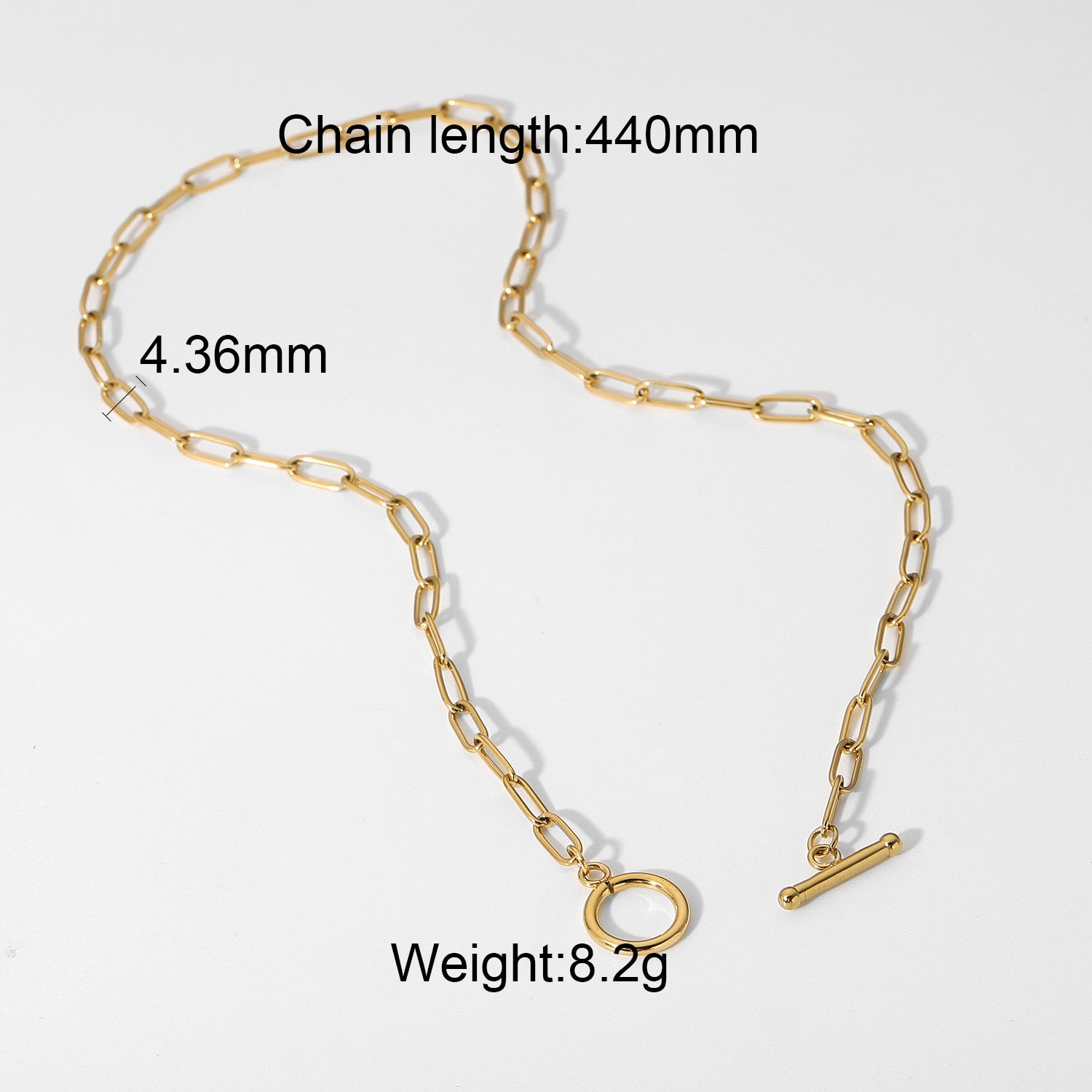 18K Gold Classic Paperclip Toggle Chain Choker Necklace